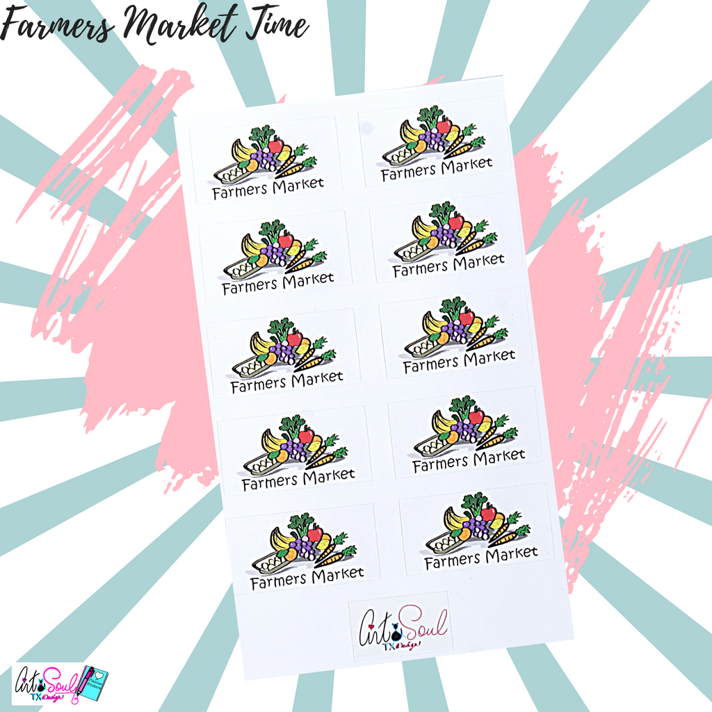 Farmers market planner stickers to help you remember the next farmers market day event.