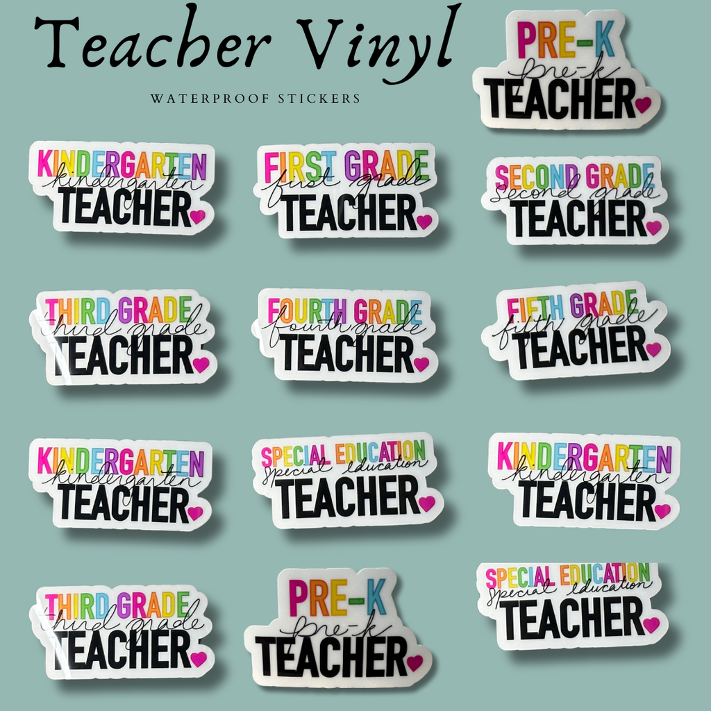 All of our Grade Level stickers for Elementary school teachers.  Grade levels include Pre-K through Fifth Grade and Special Education.