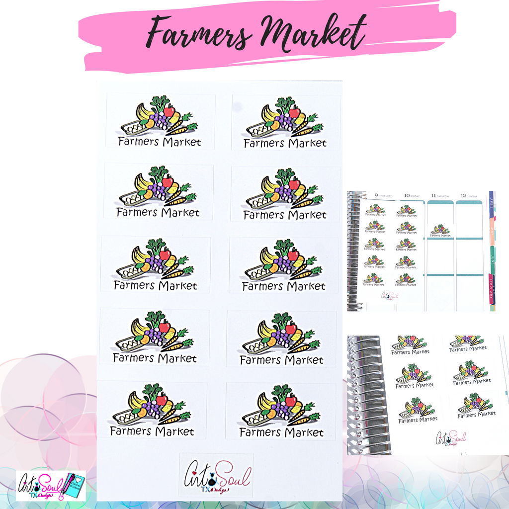 Farmers market sticker is 1.5 inch wide. Perfect for any planner.