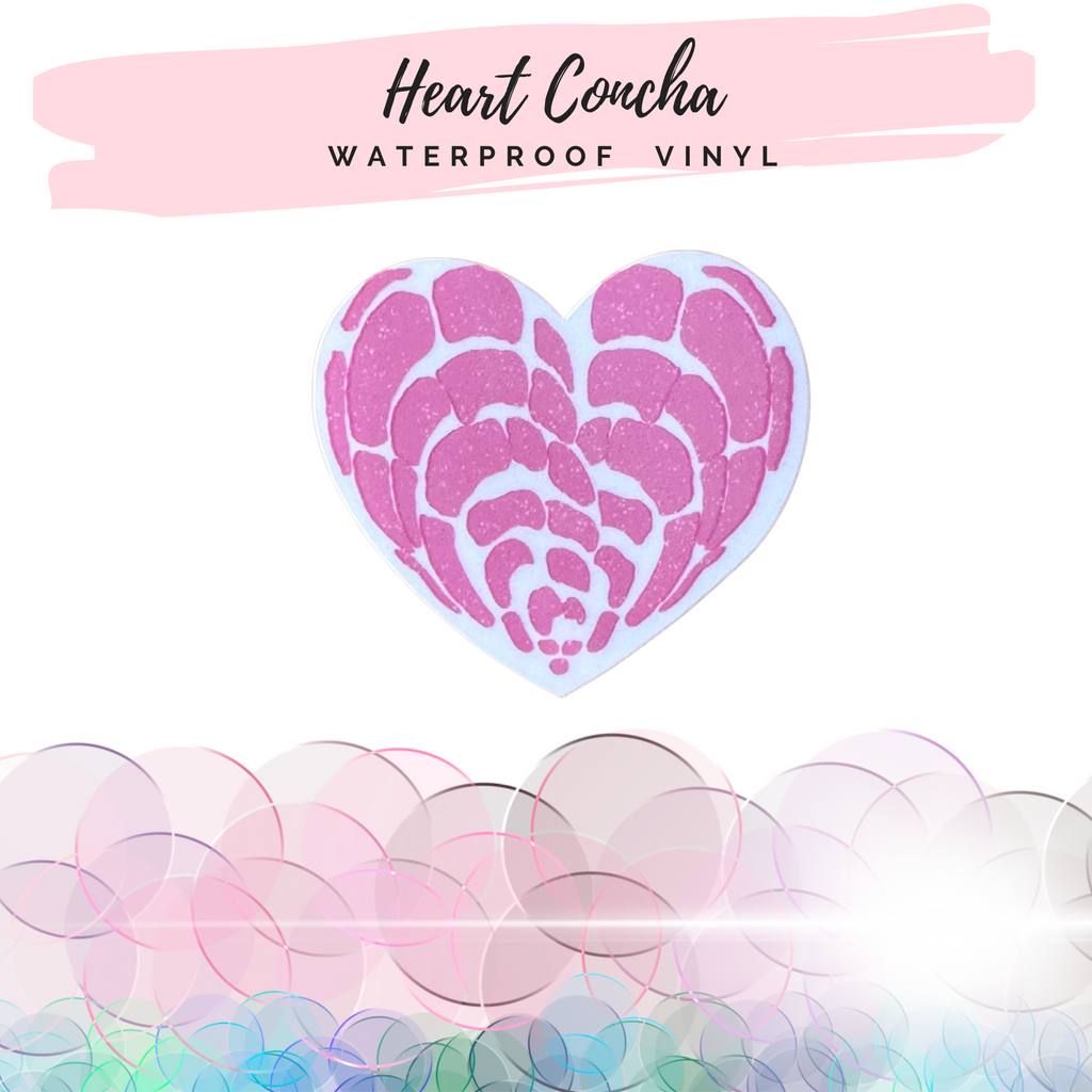 A sweet concha sticker in the shape of a heart, perfect for a Valentine's Day gift.