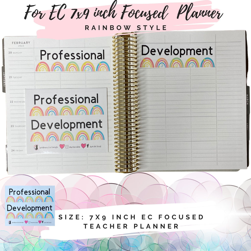 Professional Development sticker for Erin Condren Focus coiled teacher planner.
