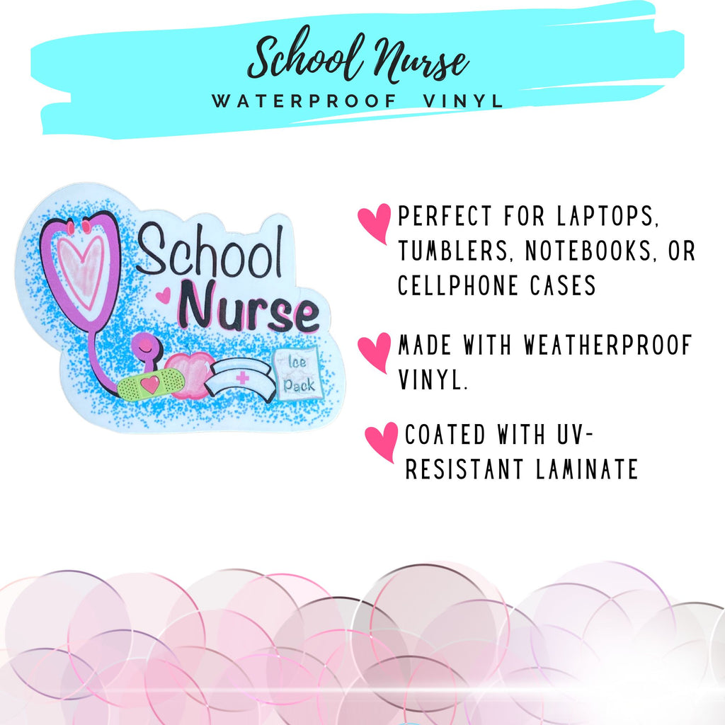 School nurse sticker details.
