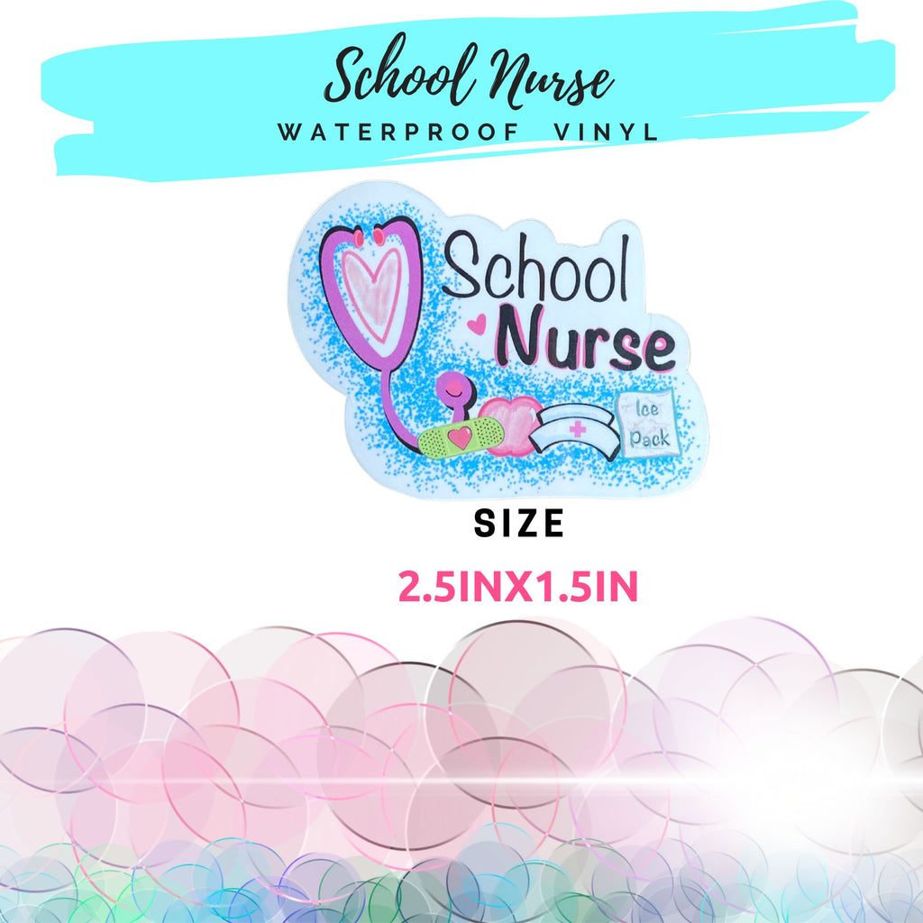 School nurse sticker size information.