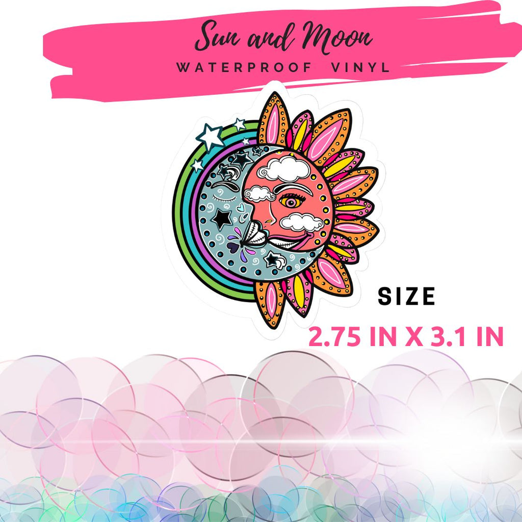 Sun and Moon sticker size dimensions.