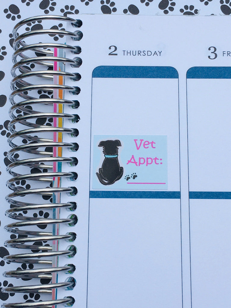 Example of a Vet Appointment Reminder sticker in a life planner.
