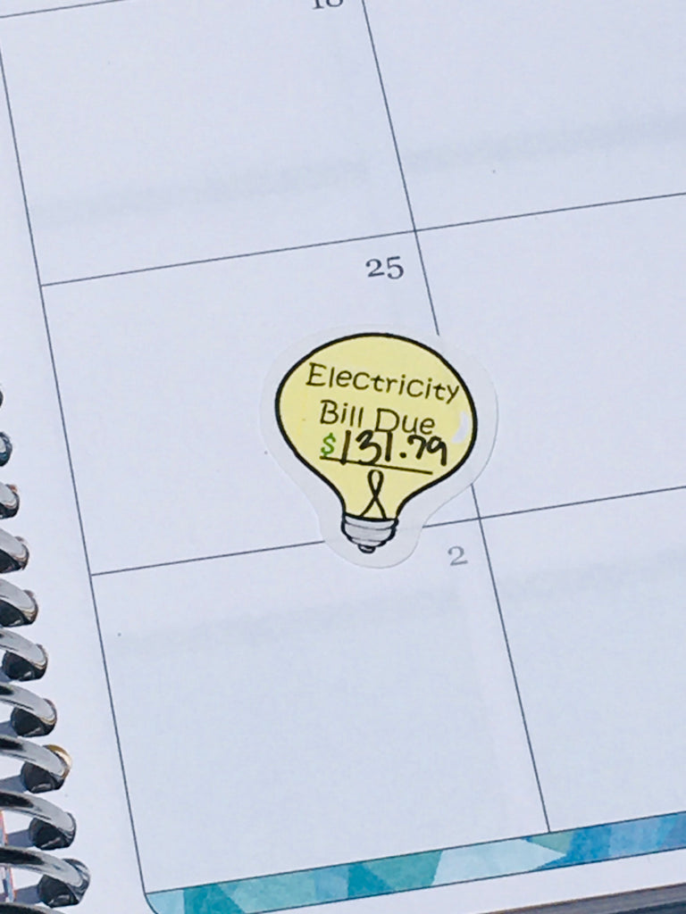 Close-up of the Electric Bill Due sticker.