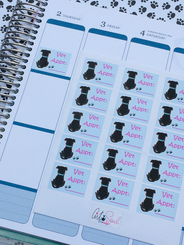 Vet Appointment Reminder Planner stickers.