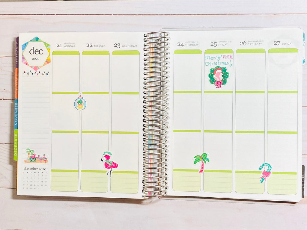 More flamingo stickers in an Erin Condren life planner.  These stickers will also work for Happy Planners.